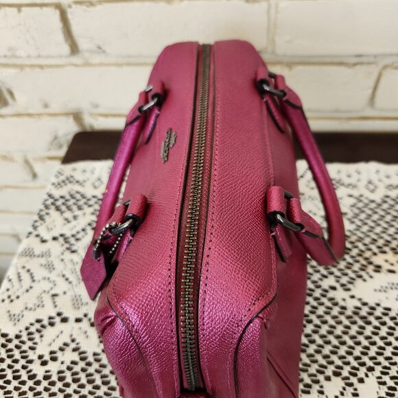 Coach Mini Bennett Metallic Pink Satchel Crossbody Bag Purse - Picture 12 of 16